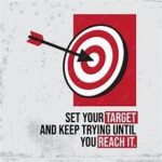 Financial planning graphic with target and directional markers
